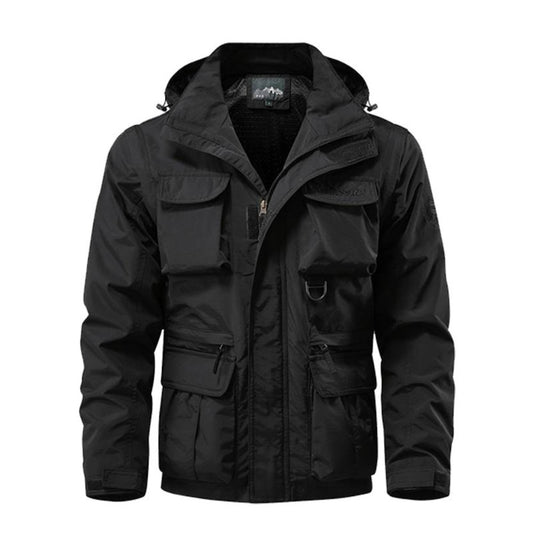Euro-Size Men's Multi-Pocket Workwear Hooded Casual Jacket