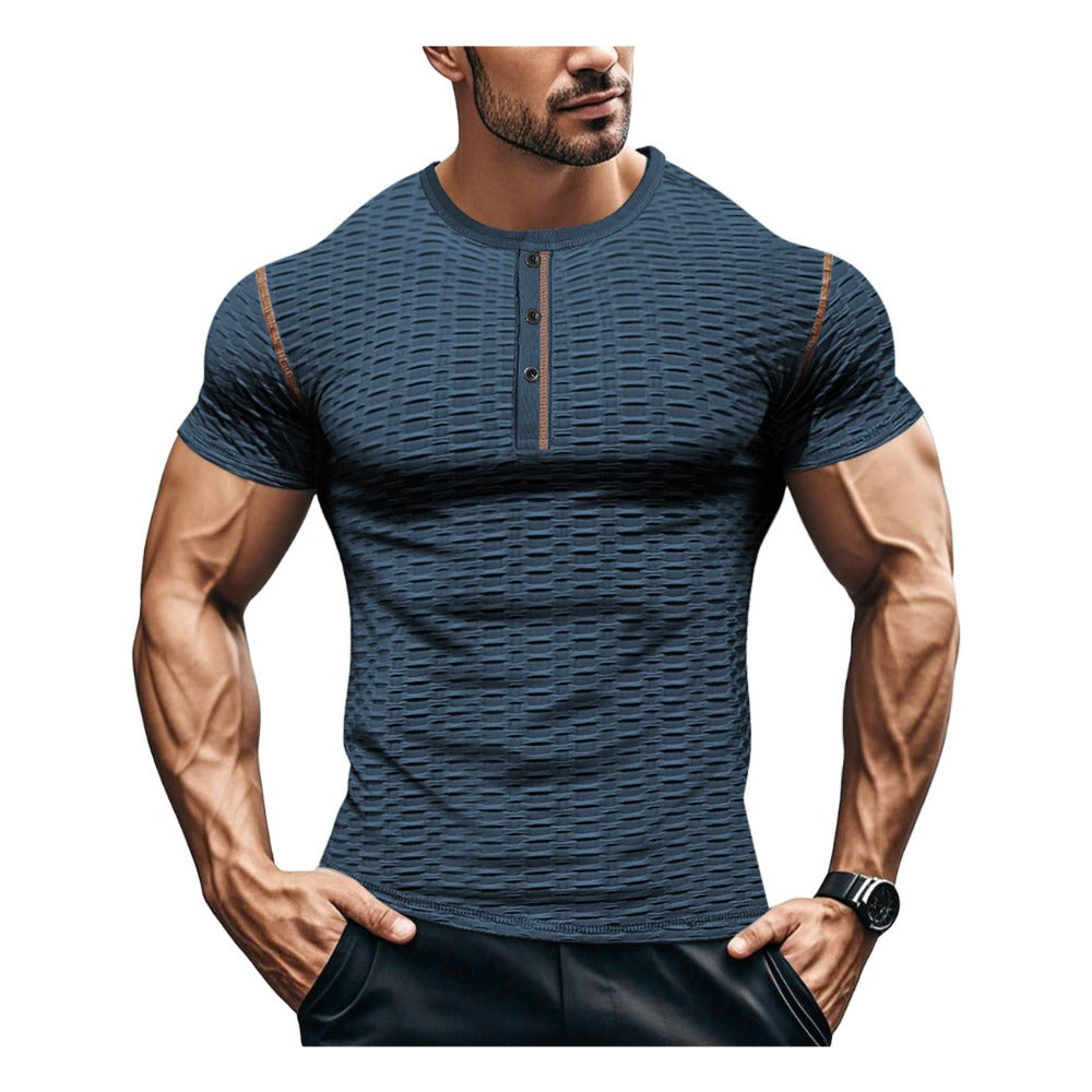 Fitness Muscle Fit Breathable Henley Men's Sportswear Tee