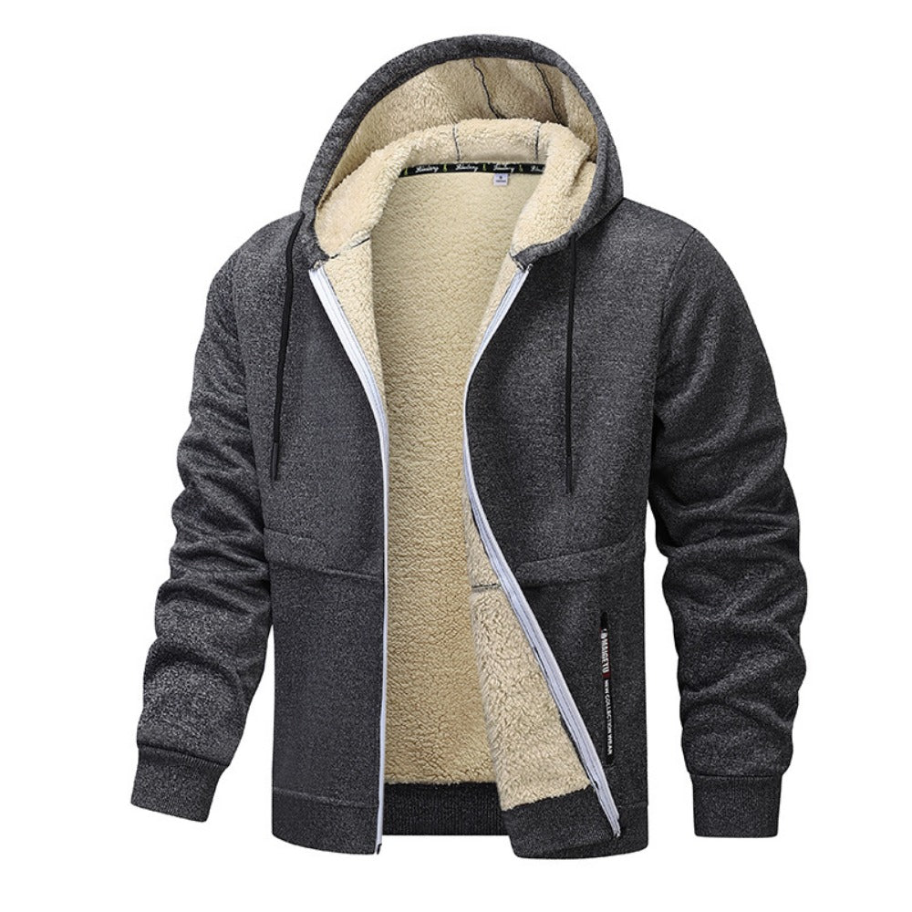 Thick Loose Sherpa Hoodie Work Jacket for Laborers