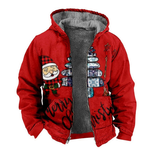 Hot Fleece-Lined Winter Padded Coat Men's Double-Layer Warm Hooded Jacket