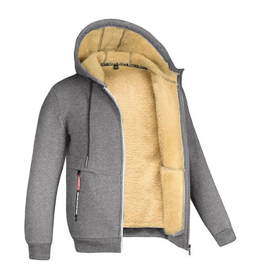 Trendy Men's Winter Hoodie Thick Fleece-Lined Warm Jacket