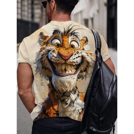 New Long-Sleeve Henley Neck 3D Digital Print Men's Trendy Tee