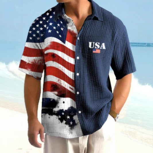 Men's Short Sleeve Shirt New Summer Cuban Shirt Vintage Hawaiian Loose Fit