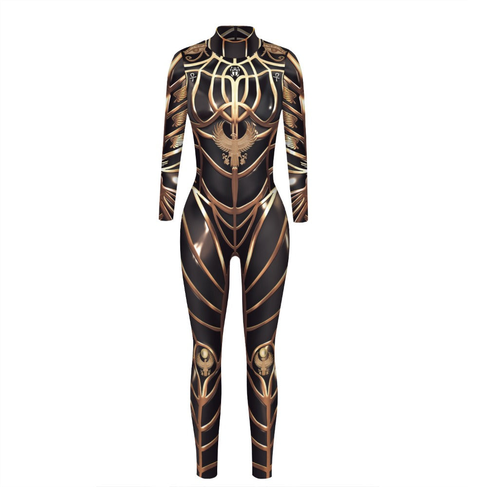 Skeleton-Themed 3D Digital Print Adult/Child Long-Sleeve Jumpsuit