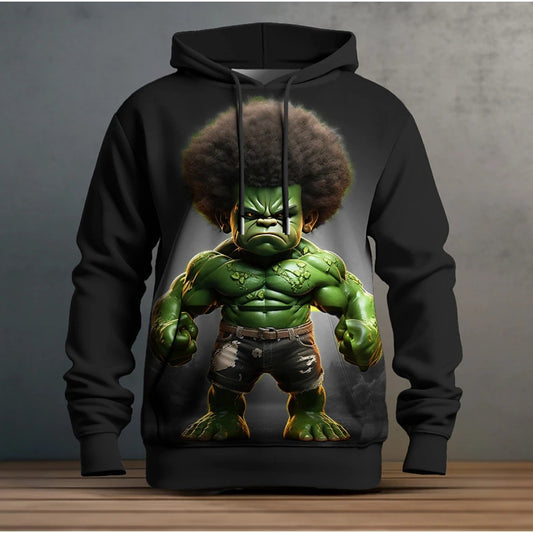 Healthy Fabric Green Giant 3D Digital Print Hoodie Men's Pullover