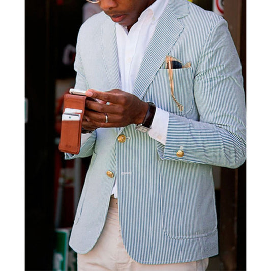SingleBreasted TwoButton Large Pocket Men's Slim Fit Blazer