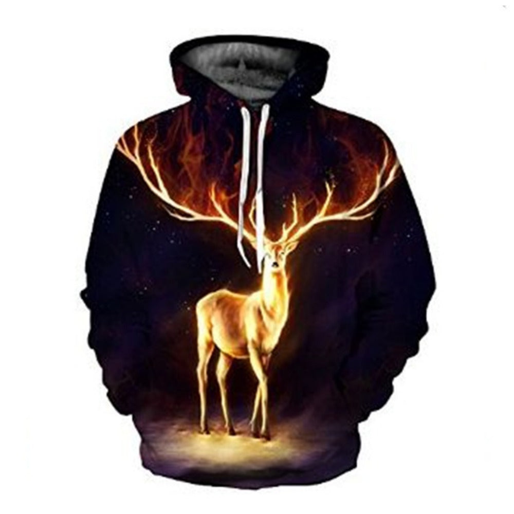 Animal Wolf Digital Print 3D Hoodie Men's Stylish Pullover Couple's Baseball Jacket
