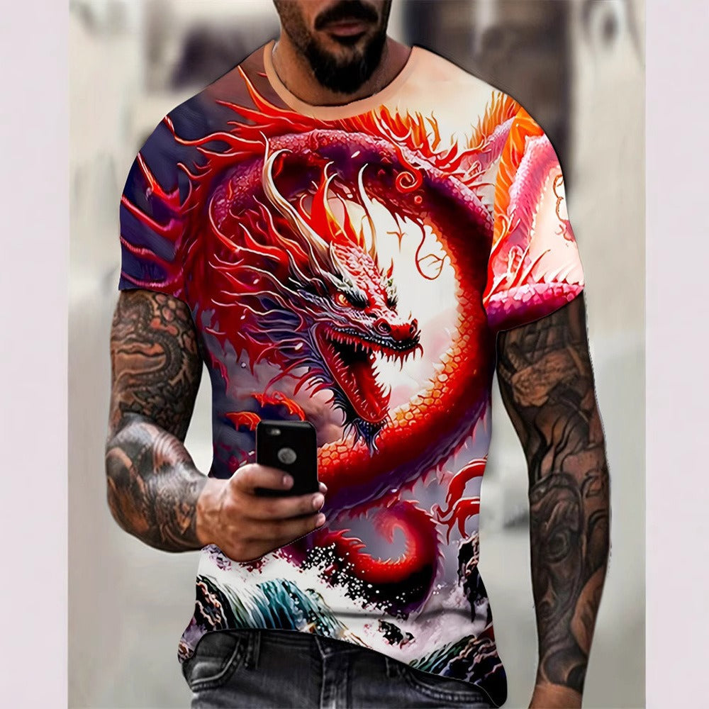 Harajuku Men's Hip-Hop Streetwear 3D Eagle Print Loose Tee
