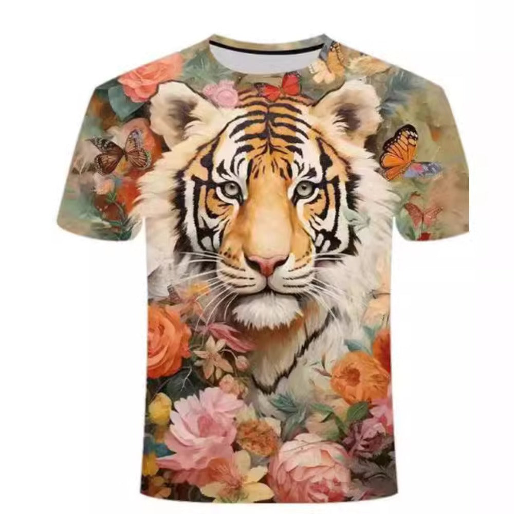 3D Animal Print Men's Fashion Long-Sleeve Round-Neck T-Shirt