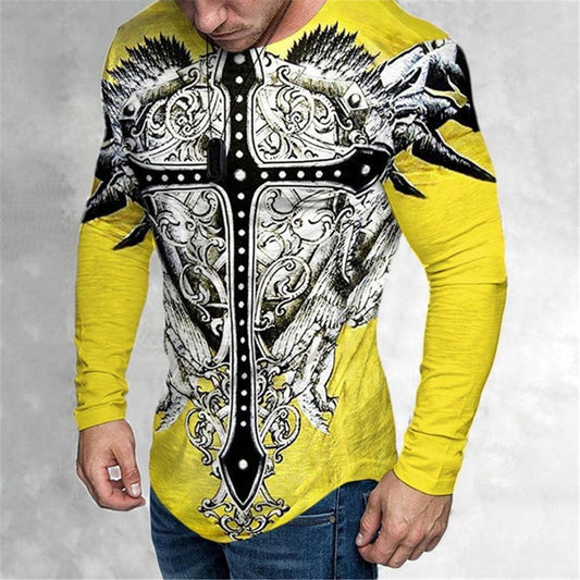 Retro Plaid Pattern 3D Digital Print Men's Loose Sportswear Tee