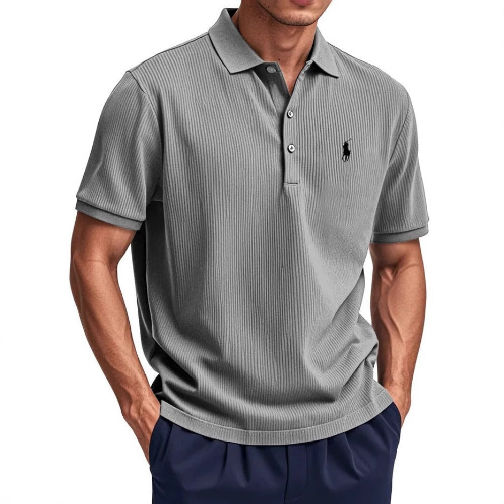 Summer New Men's Wear Casual Button Turn-Down Collar Polo Shirt Men White Black