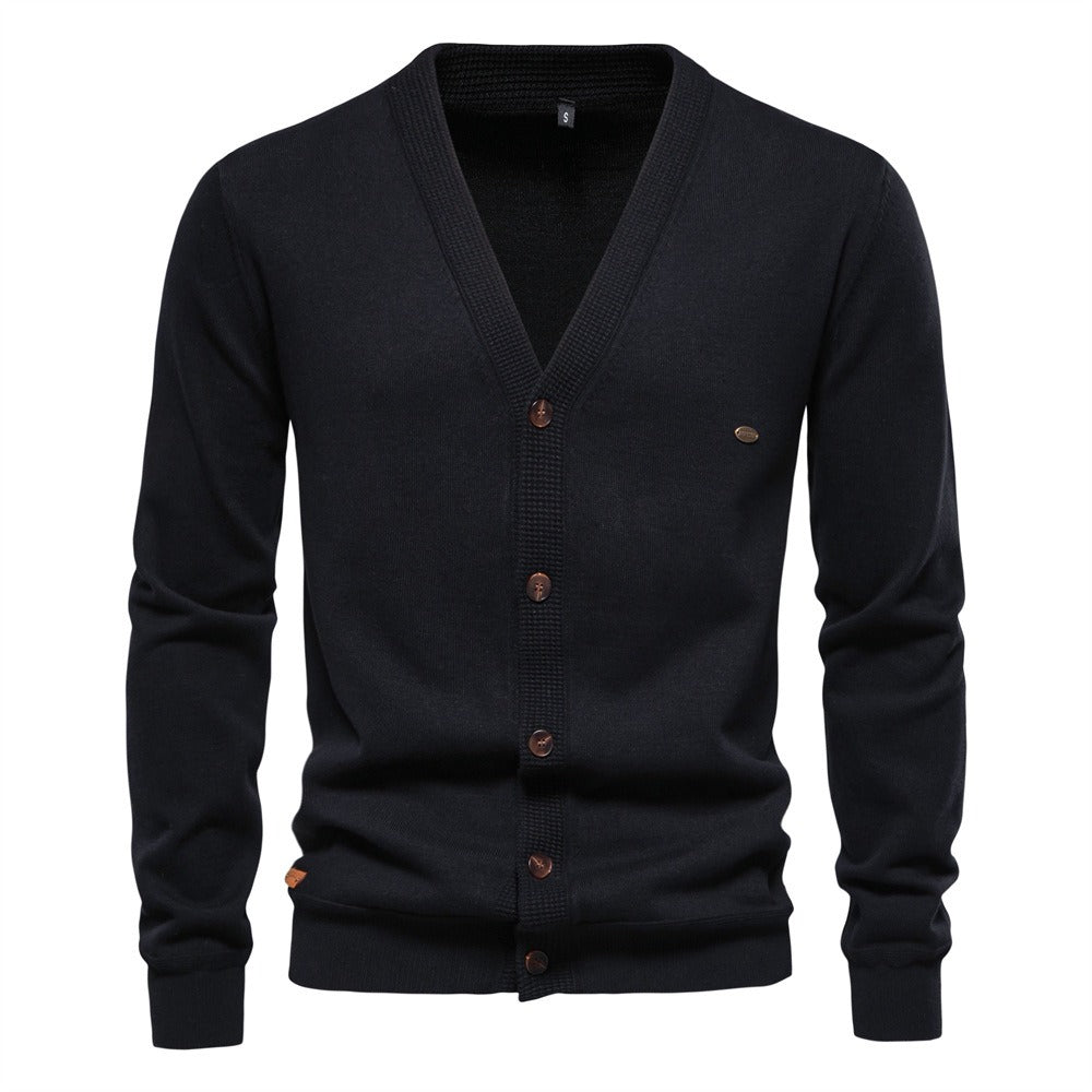 2025New Fall & Winter Men’s Cardigan Sweater - High-Quality Business Casual Solid Color Knitwear