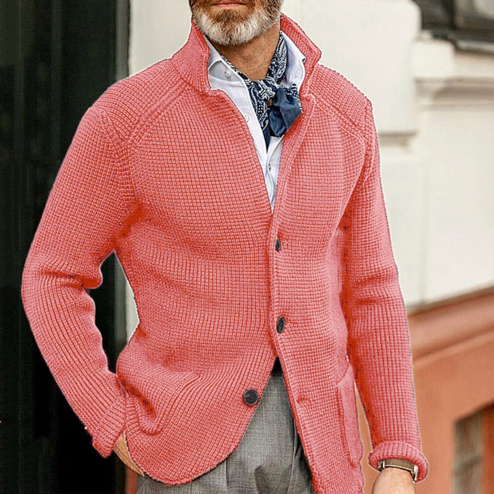 Men's Slim-Fit Stand Collar Knit Cardigan