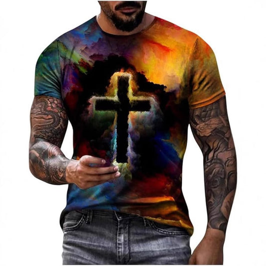 TK/Shopee Hot Selling 3D Print Men's Loose Short-Sleeve Casual Tee
