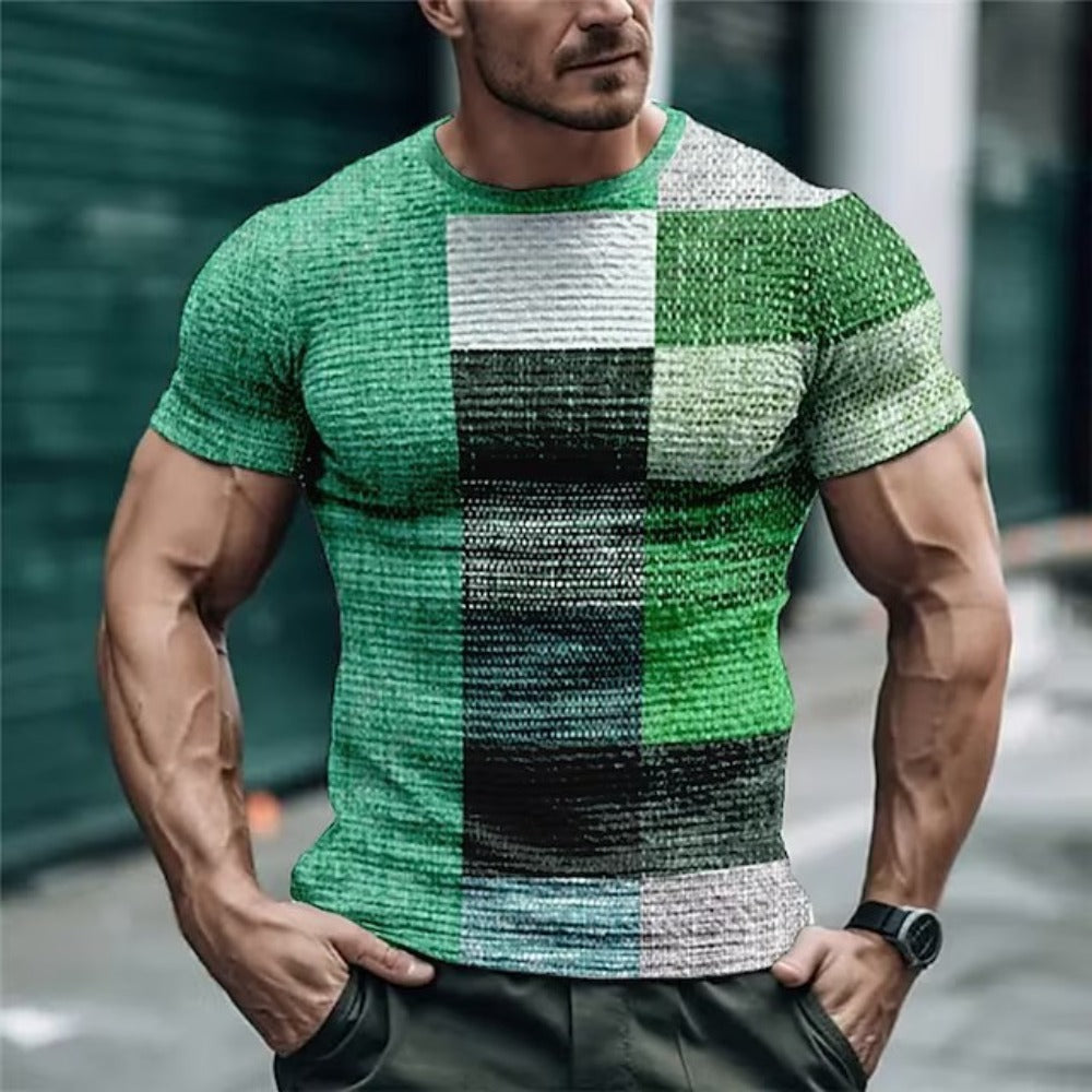 Summer Men's Round-Neck Printed Sportswear Casual Top