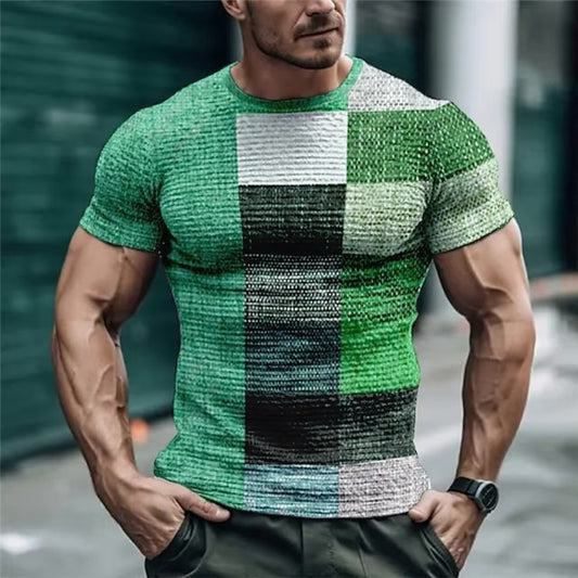 Summer Men's Round-Neck Printed Sportswear Casual Top