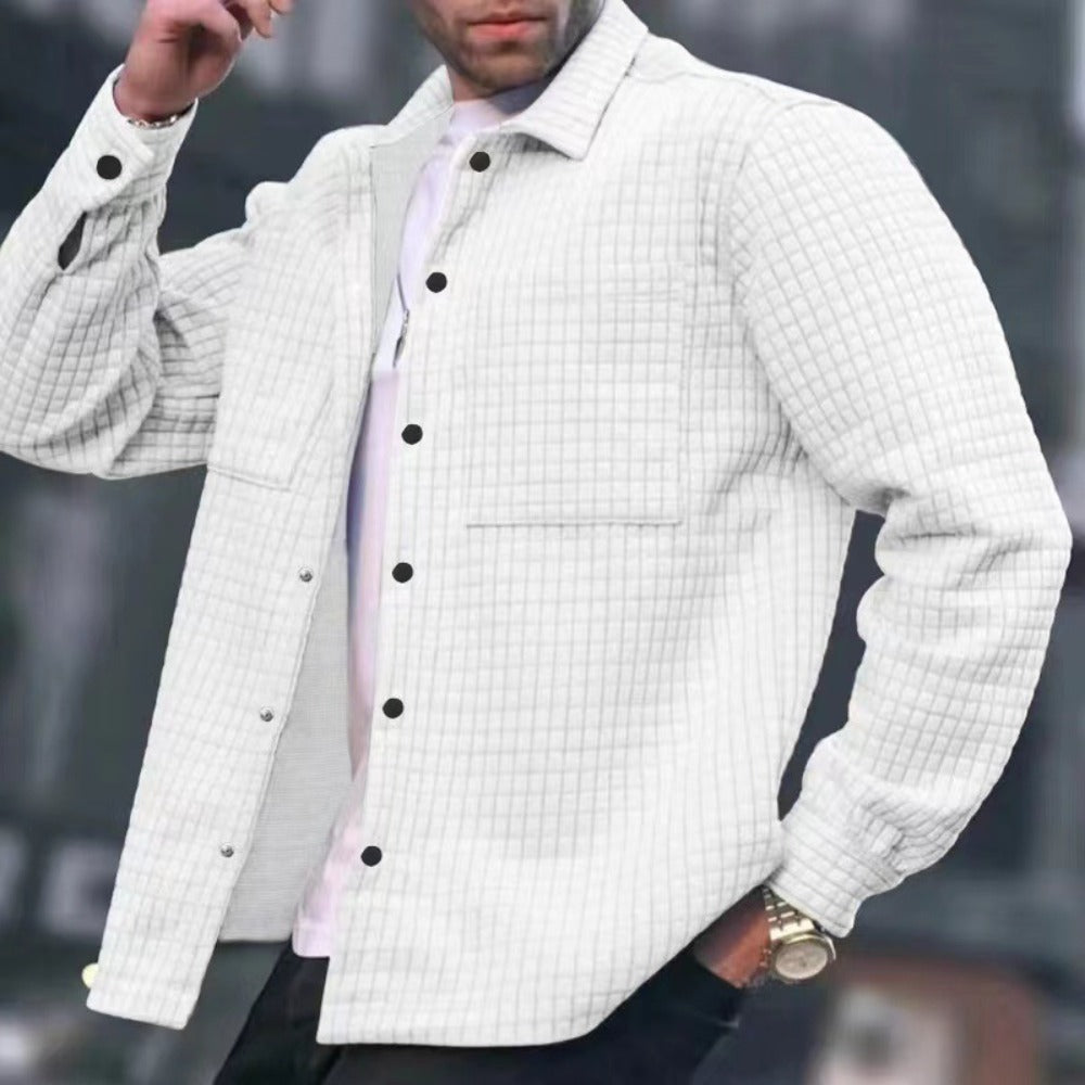 Bestseller Men's Casual Plaid Long-Sleeve Shirt Jacket Open-Front Coat