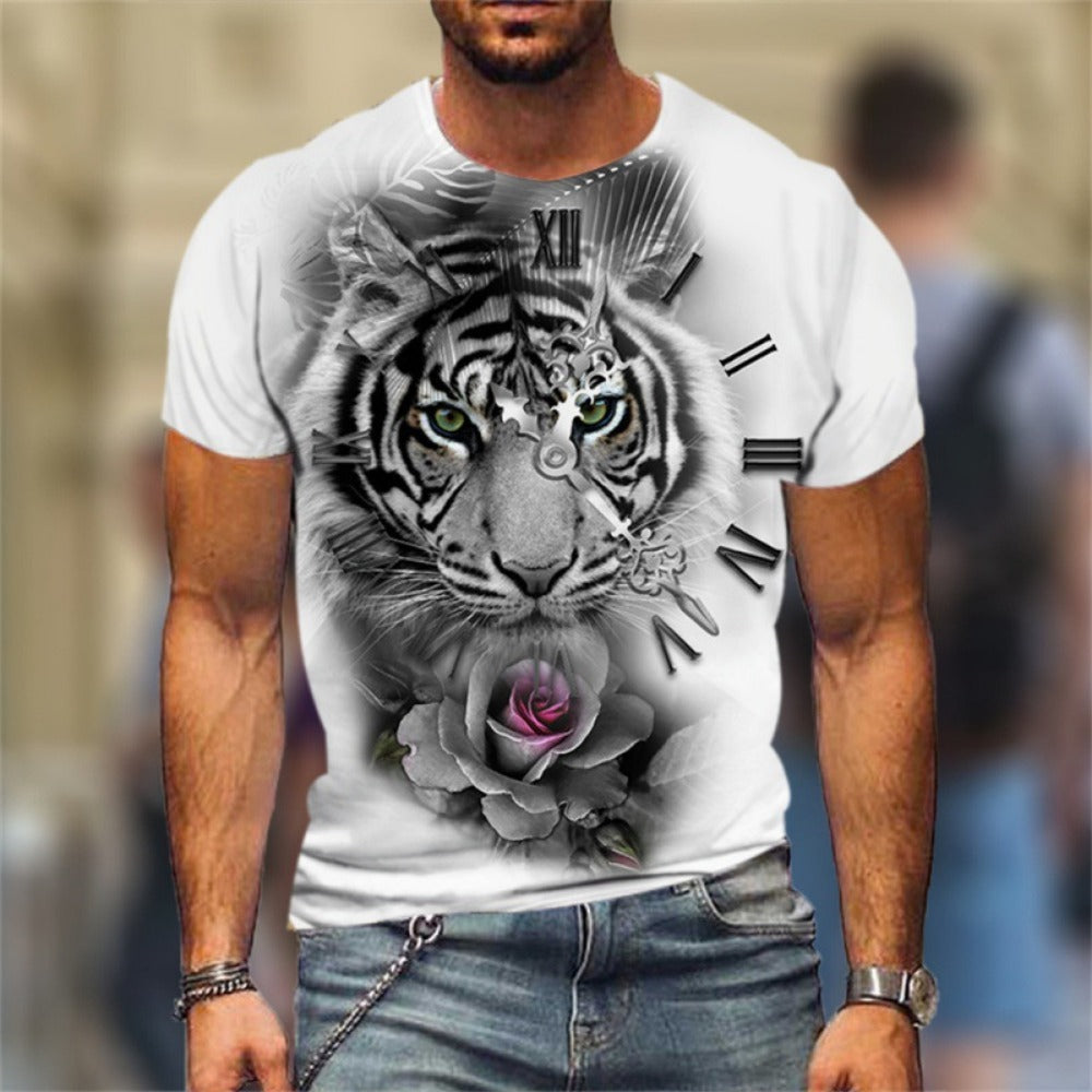Lion vs Beast 3D Print Men's Oversized Short-Sleeve Summer T-Shirt