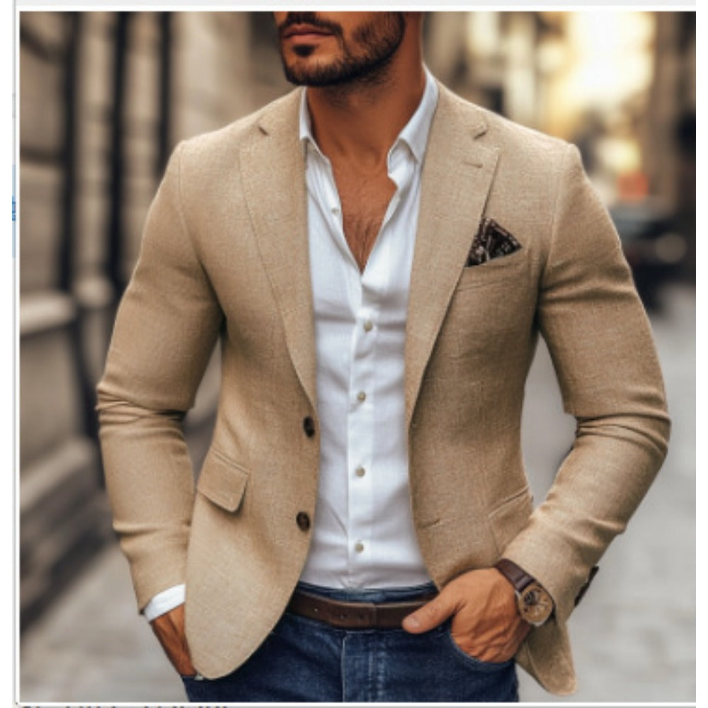 Men's Spring Casual Print DoubleBreasted Suit Jacket
