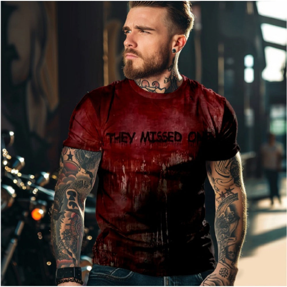 Gothic Bloody Style Bald Gift Novelty Men's Tee
