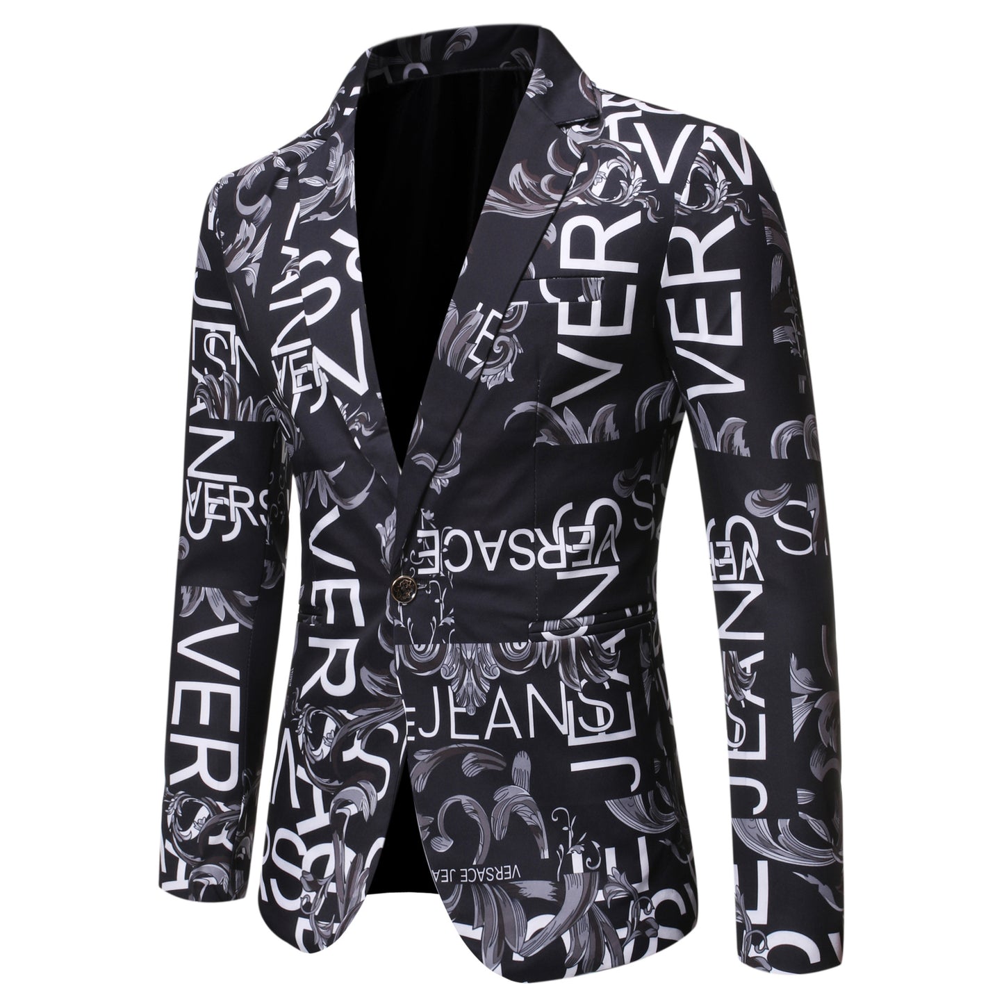 New Autumn Men's LetterPrint Slim Fit Suit  Performance Tuxedo
