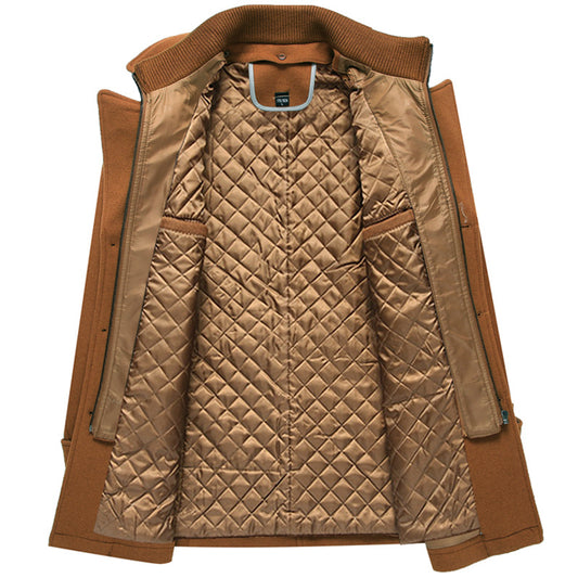 New Men's Wool Blend Double-Collar Thick Lapel Coat