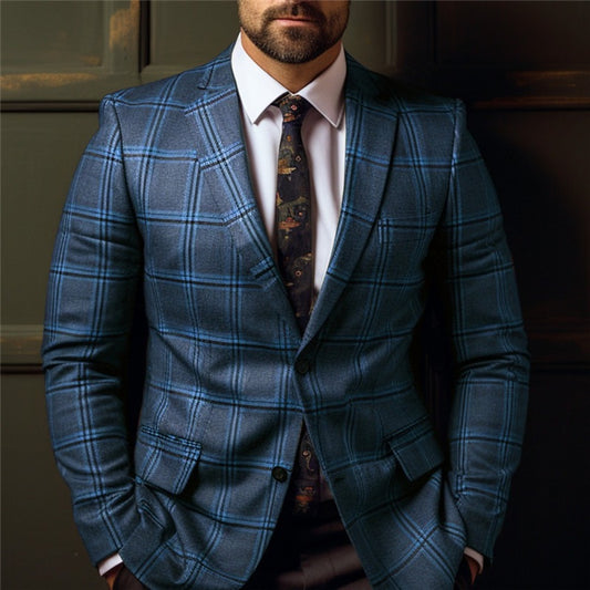 Men's Spring Top Commuting Casual Print DoubleBreasted Suit Jacket  Plus Size