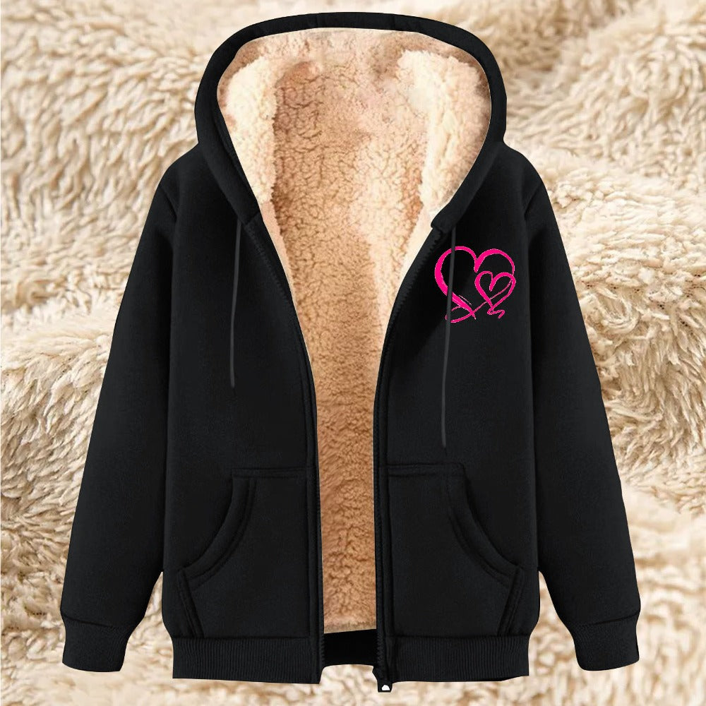 Men's Sherpa Fleece Hoodie Printed Zip-Up Hoodie