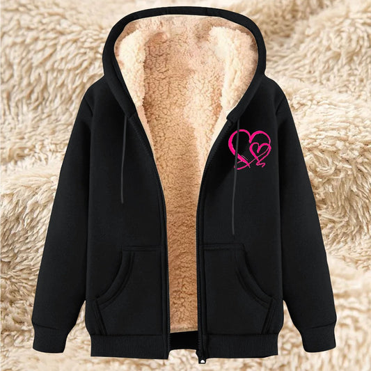 Men's Sherpa Fleece Hoodie Printed Zip-Up Hoodie