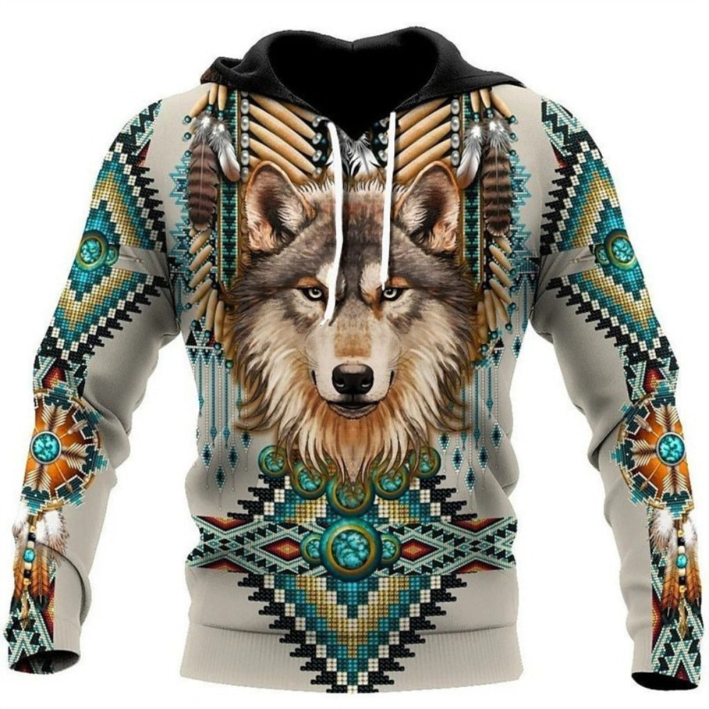 Men's Bohemian Animal Print 3D Hoodie Casual Streetwear