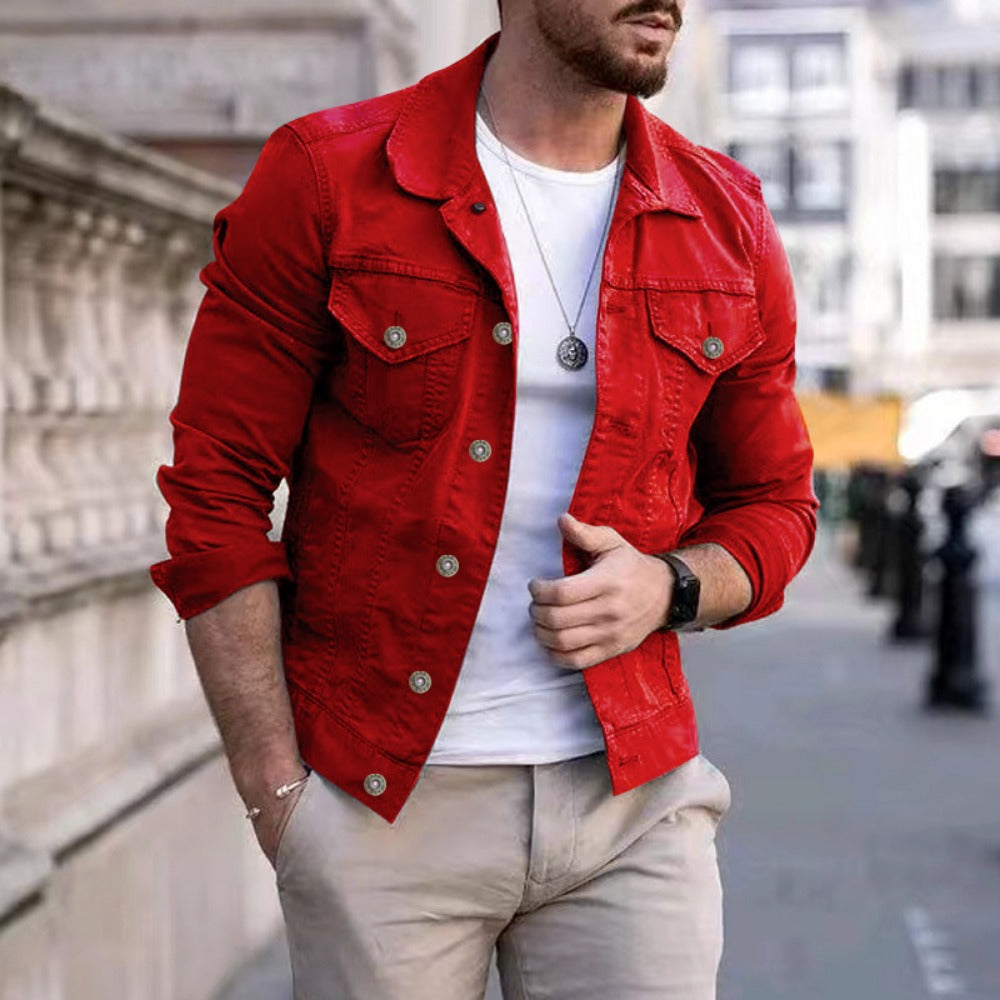 Men's Stylish Slim-Fit Casual Jacket Multi-Pocket Button-Up Workwear Coat