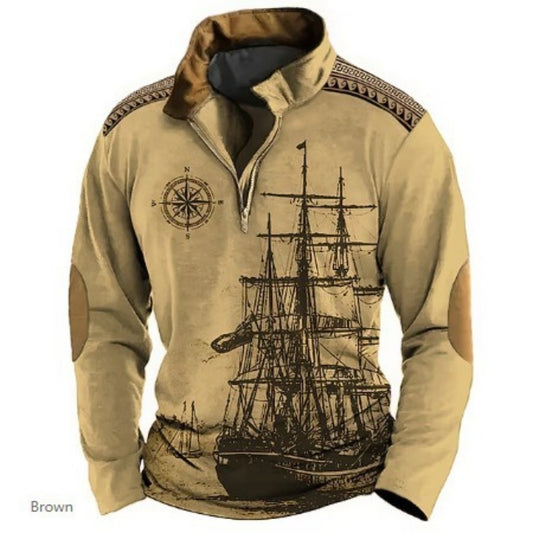 Half-Zip Tribal 3D Print Men's Pullover Hoodie