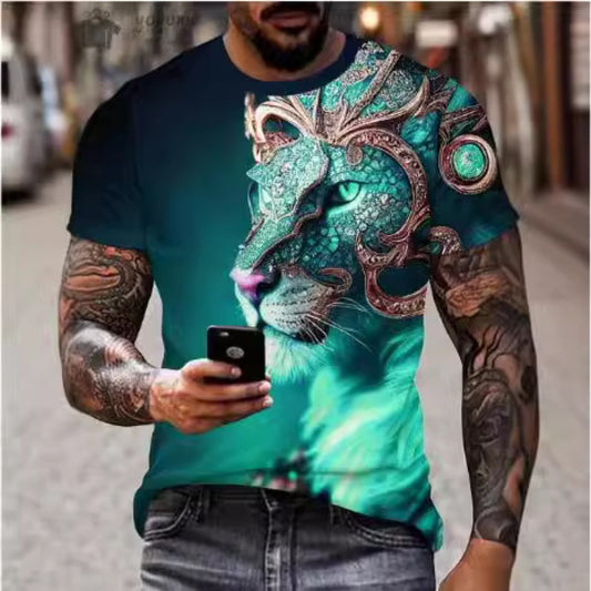 Summer New Skeleton 3D Digital Print Men's Short-Sleeve Tee