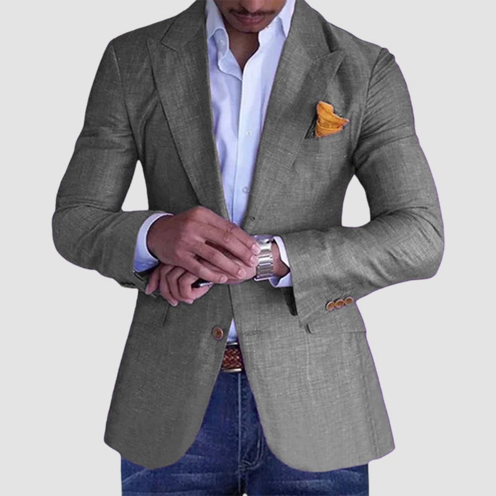 SingleBreasted TwoButton Checkered Blazer  Men's Slim Fit Casual Suit
