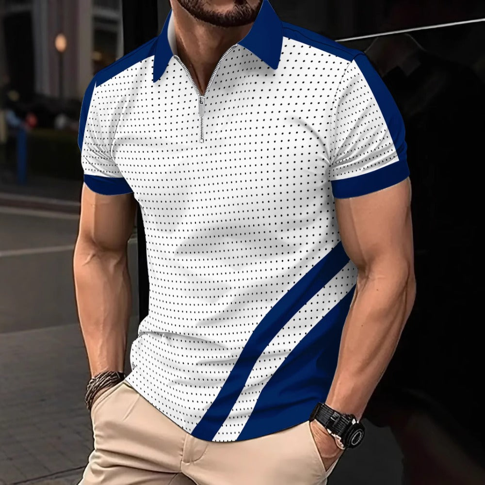 Summer Fashion 3D Print Breathable Quick-Dry Color-Block Men's Polo Shirt Sport Polo Shirt