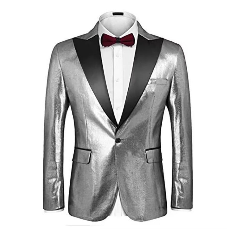 New KoreanStyle Men's Stage Suit  Blue NightclubEvening Sequined Blazer
