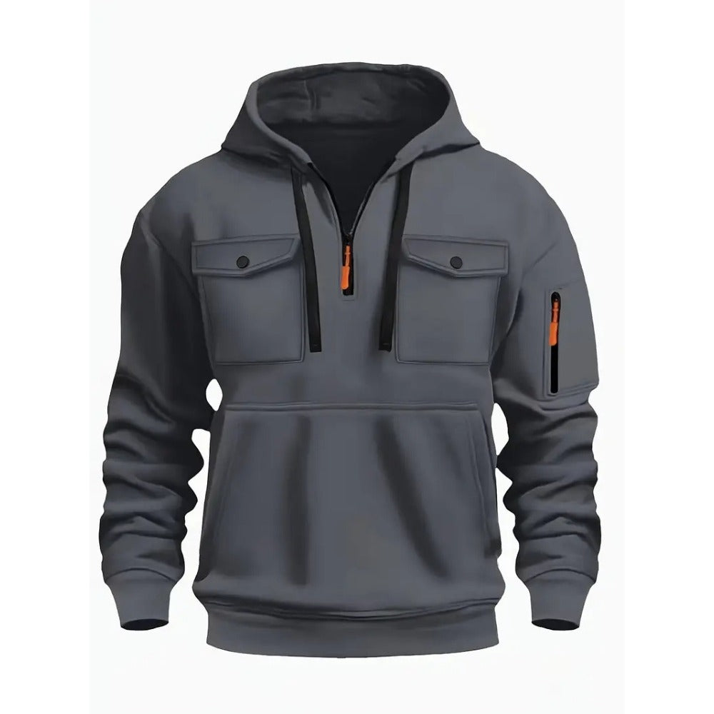 New Men's Winter  Fashion V-Neck Zip-Up Pullover