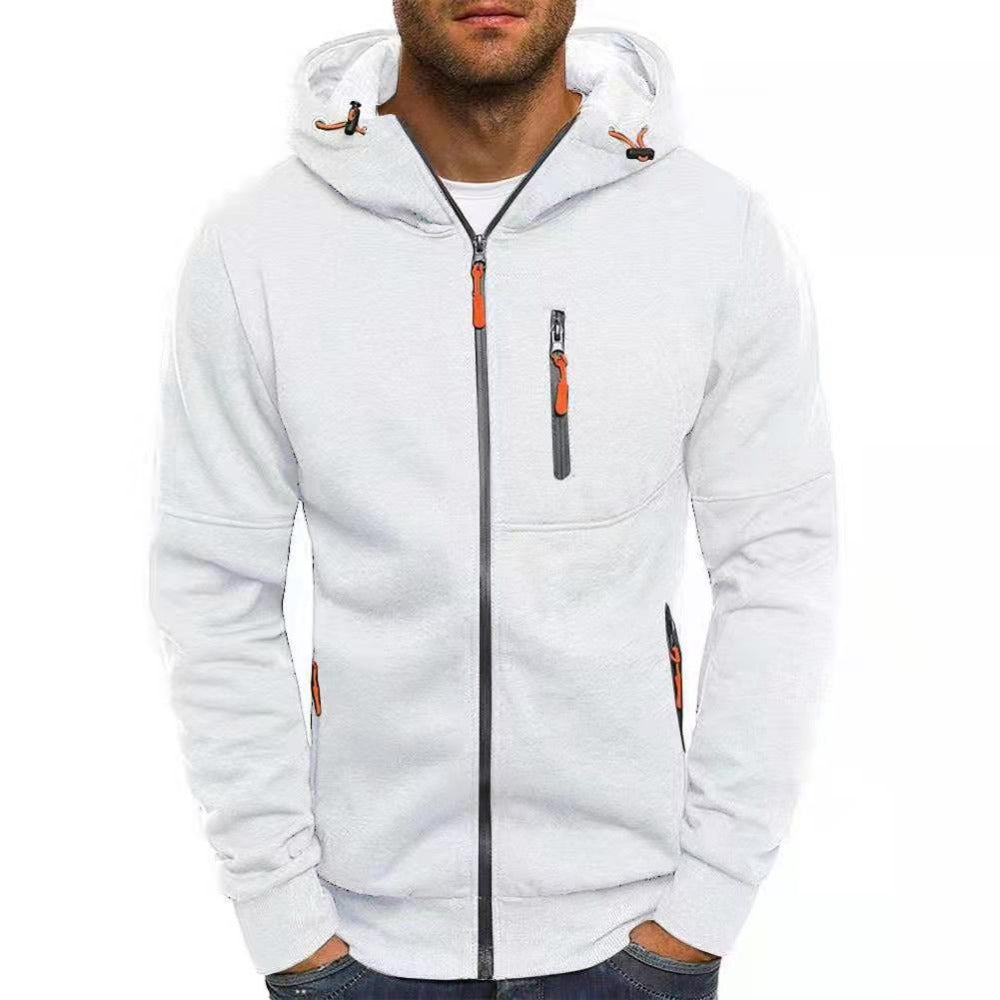 New Men's Sport Jacket Casual Arm Zipper Hoodie Open-Front Coat
