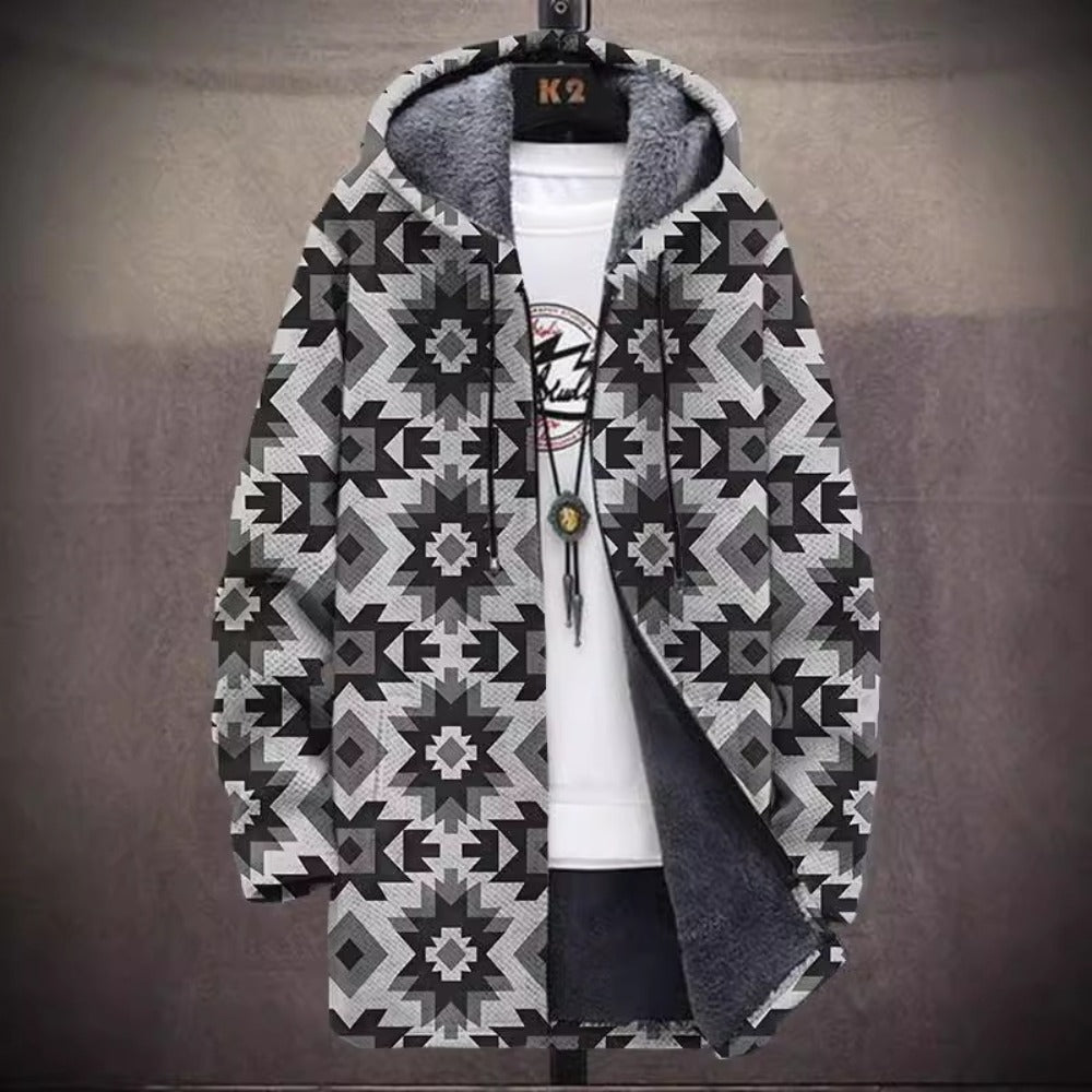 New Digital Print Fleece-Lined Men's Jacket