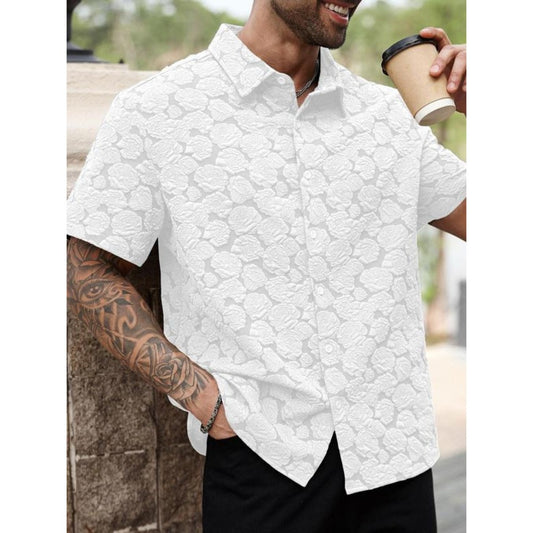 Men's Rose Print Short Sleeve Shirt Loose Casual Soft Comfy