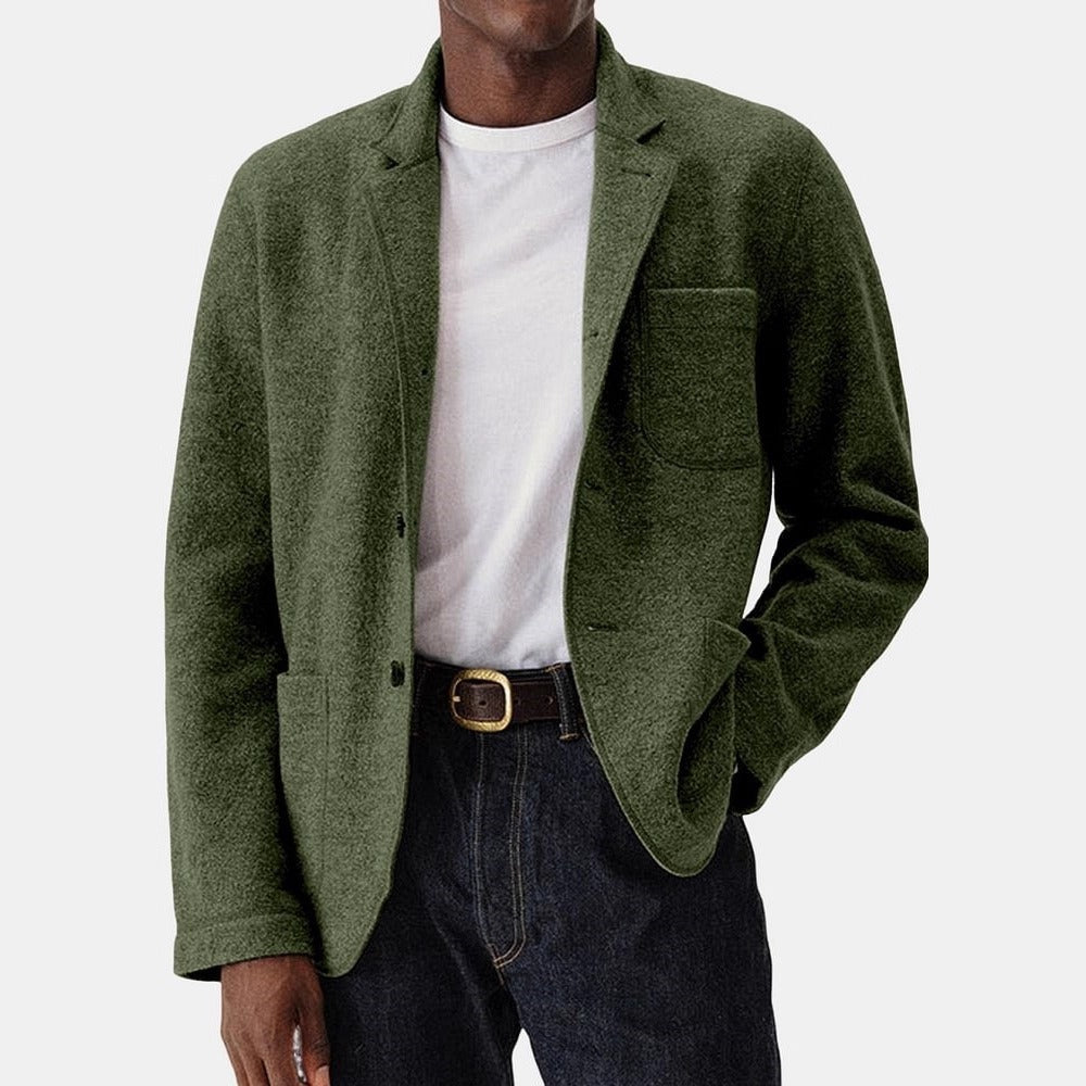 New Men's Solid Color Trendy Wool Blend Jacket