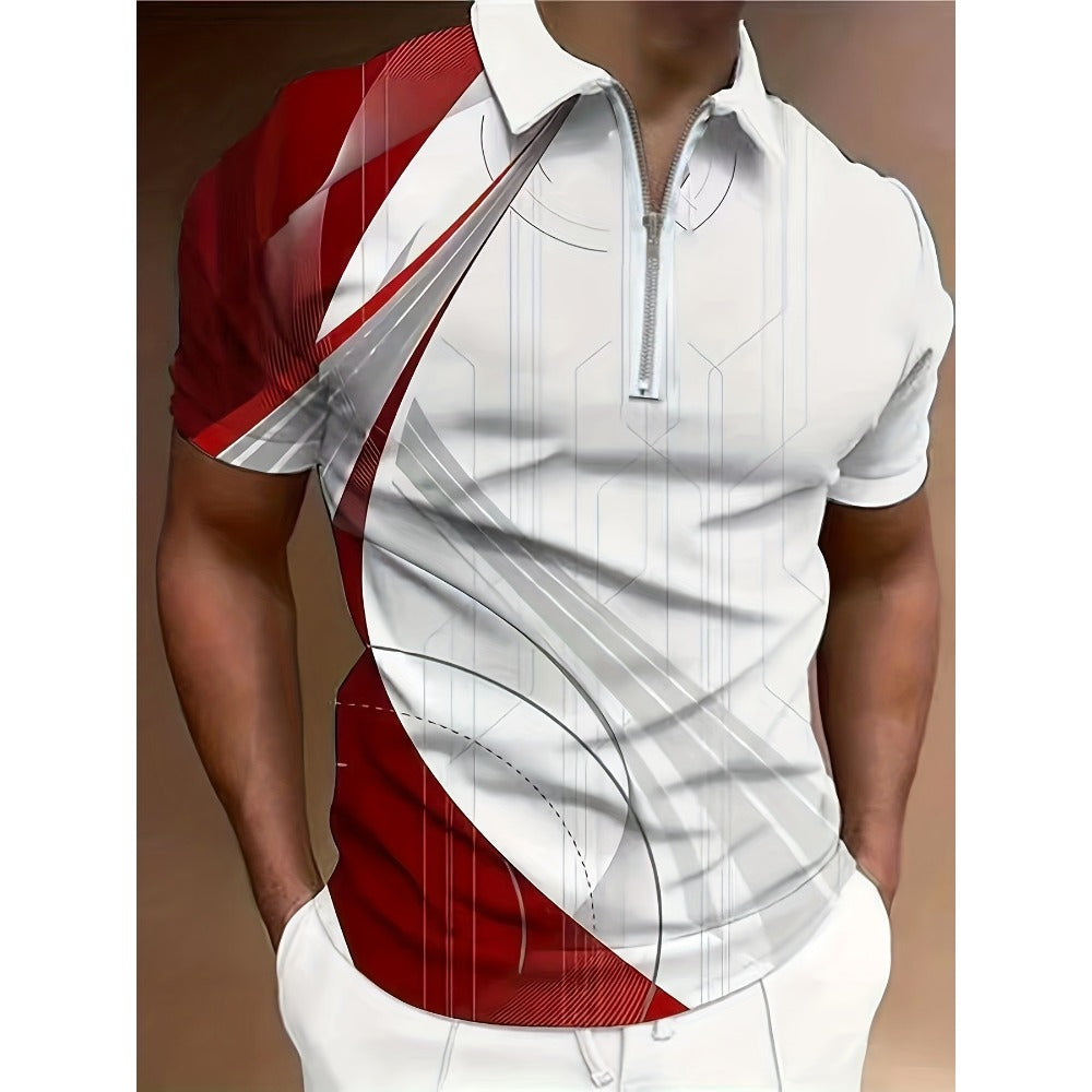 3D Print Fashion Short Sleeve Polo Shirt