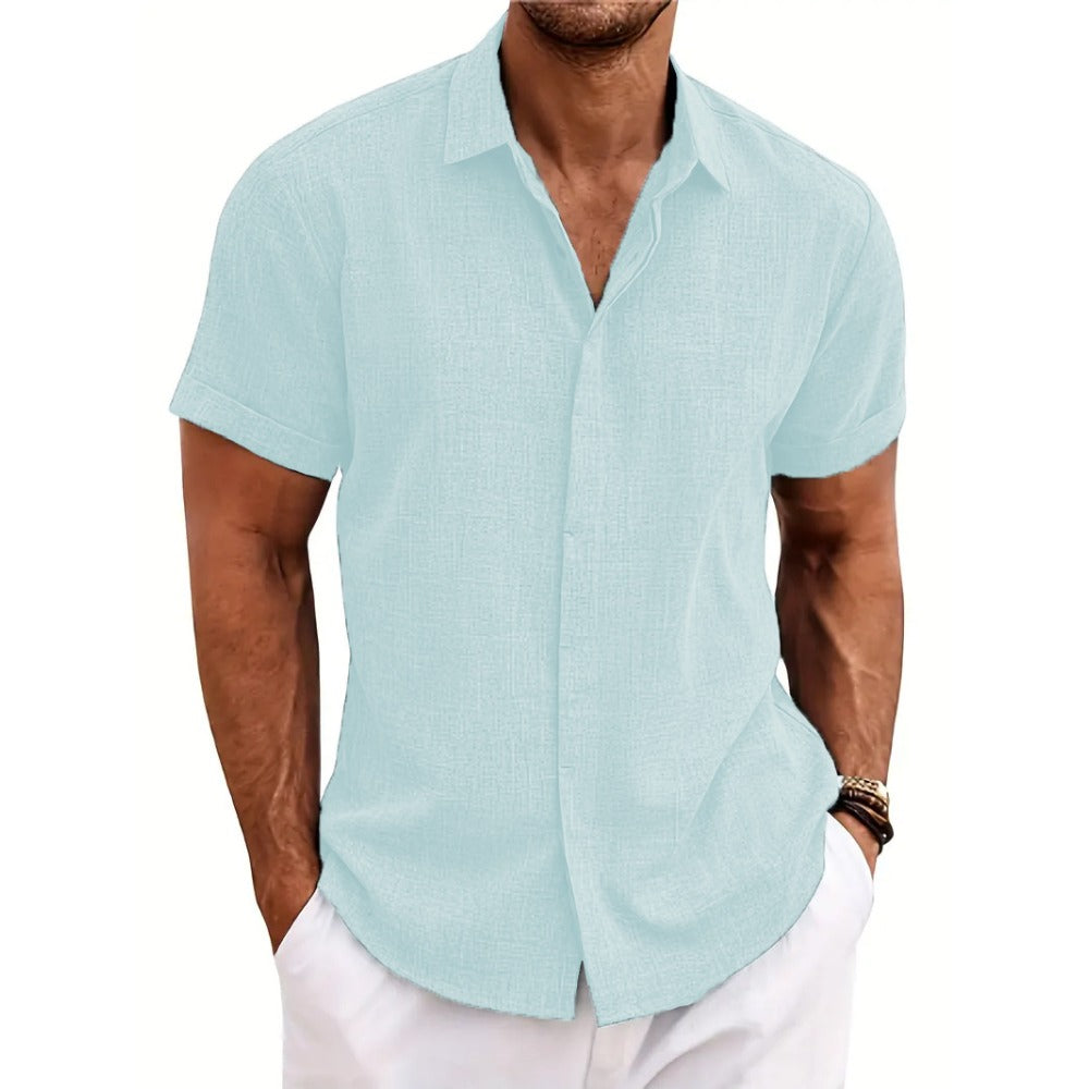 Summer Tie-Dye Light Mature Casual Linen Short Sleeve Shirt