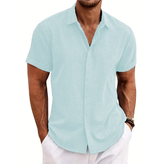 Summer Tie-Dye Light Mature Casual Linen Short Sleeve Shirt