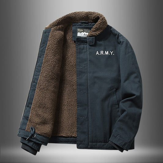 Short Sherpa Fleece-Lined Thick Collar Pilot Jacket Winter Coat