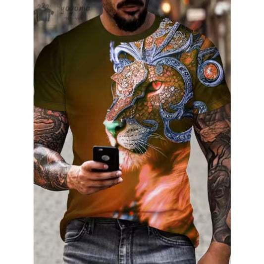 Summer New Skeleton 3D Digital Print Men's Short-Sleeve Tee