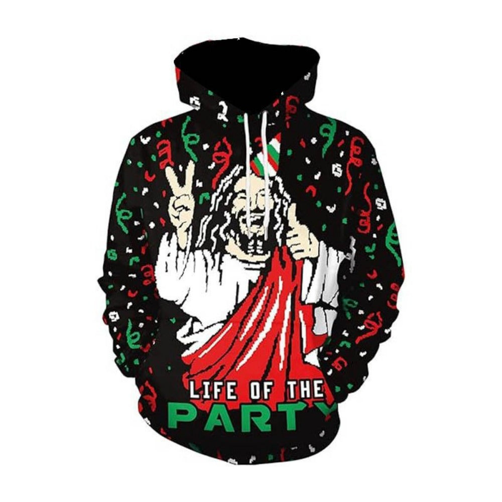 Christmas Men's Hoodie Trendy 3D Digital Print Loose Fit Streetwear