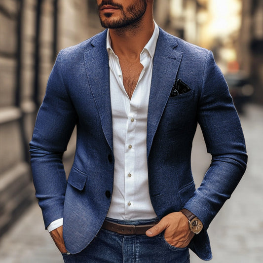 Men's Spring Casual Print DoubleBreasted Suit Jacket