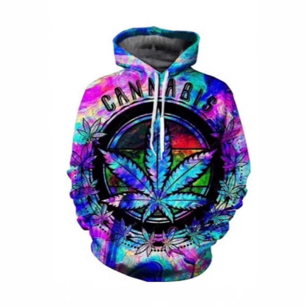 Men's Weed Leaf 3D Print Oversized Hoodie Street Fashion