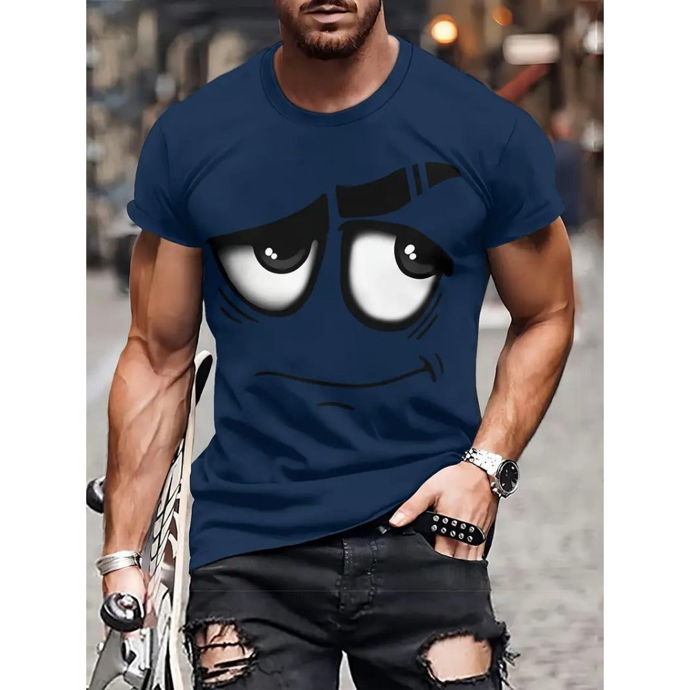 Hot New Men's 3D Digital Print Prank Ghost Short-Sleeve Tee